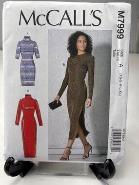 McCalls Sewing Pattern M7999 Misses Dress Size 4-6-8-10-12-14-16-18-20-22 Uncut